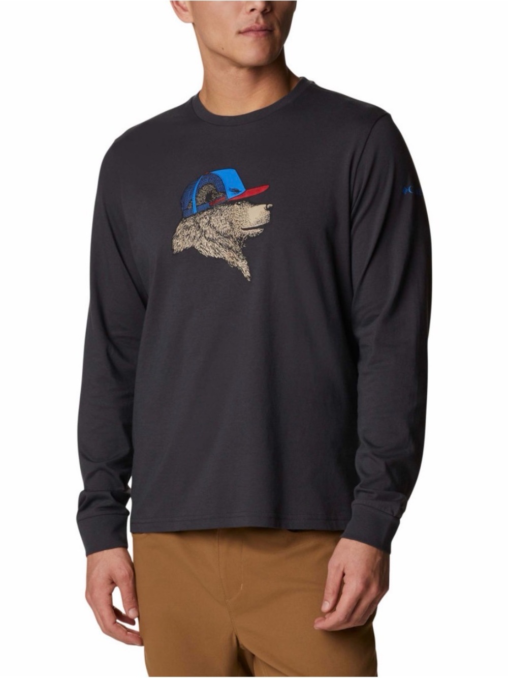 Columbia Unisex Long Sleeve Charcoal Cotton Longsleeve Graphic Tee, L